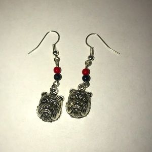 Georgia bulldog earrings with red and black